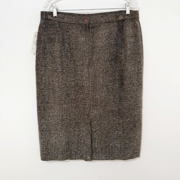 Vintage Sag Harbor 2 Pc Brown Skirt Suit Set Black Faux Fur Cuffs Size 16 NWT - Picture 3 of 5